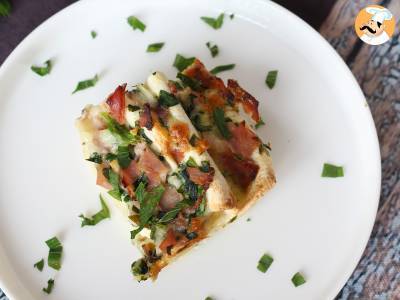 Wat te doen met tortilla's Gegratineerde ham, spinazie en mozzarella crinkle cake stijl - foto 6