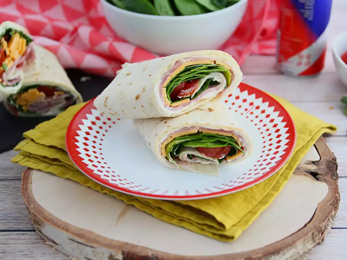 Wraps met ham, cheddar en spinazie