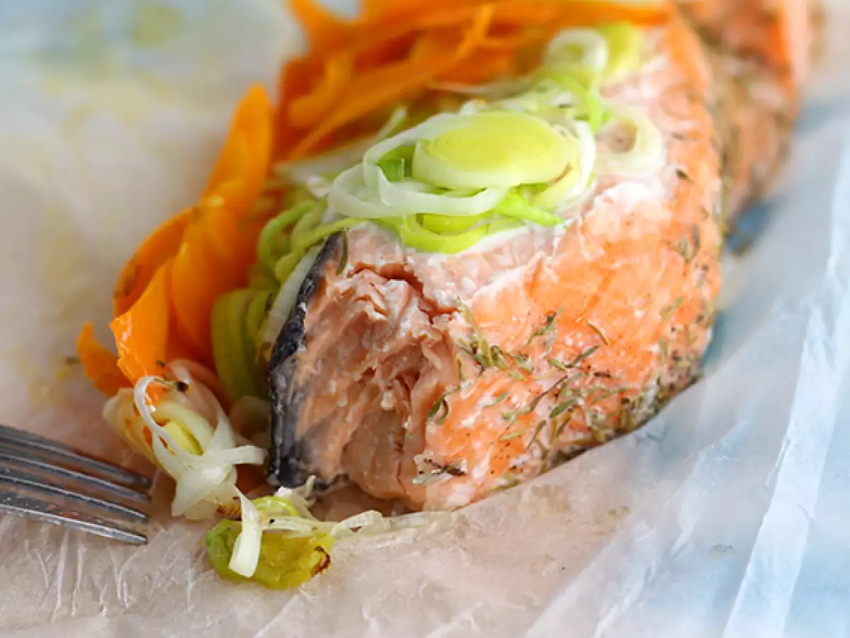 Zalm in papillot met wortel en prei - foto 2