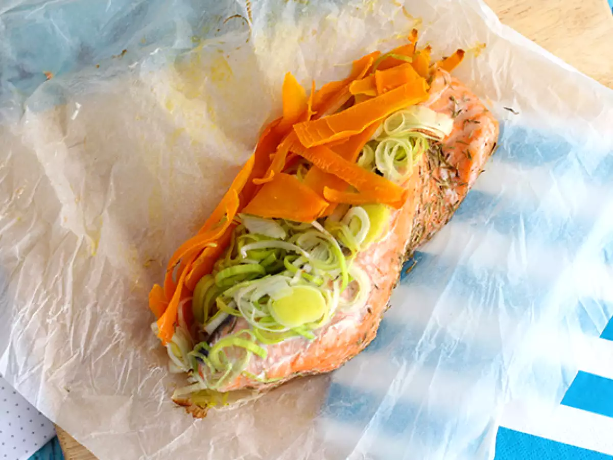 Zalm in papillot met wortel en prei - foto 3