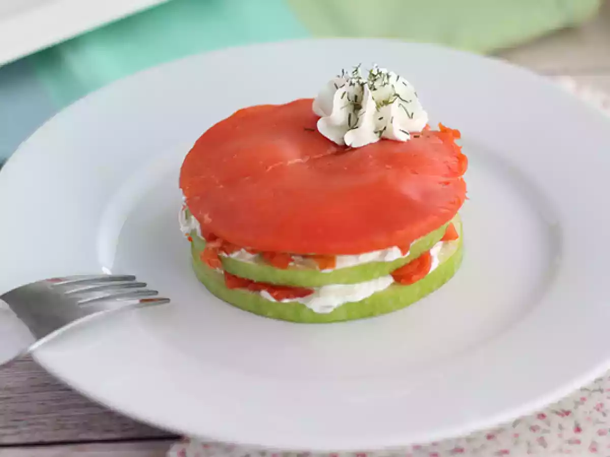 Zalm mille-feuille met groene appel