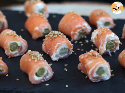 Zalmrolletjes met geitenkaas en asperges