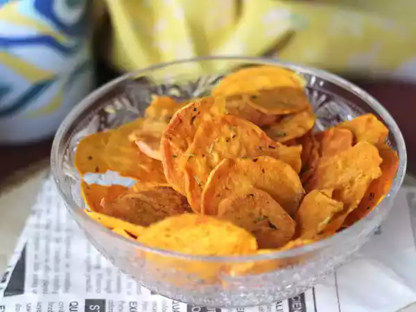 Recept Zoete aardappelchips voor de magnetron