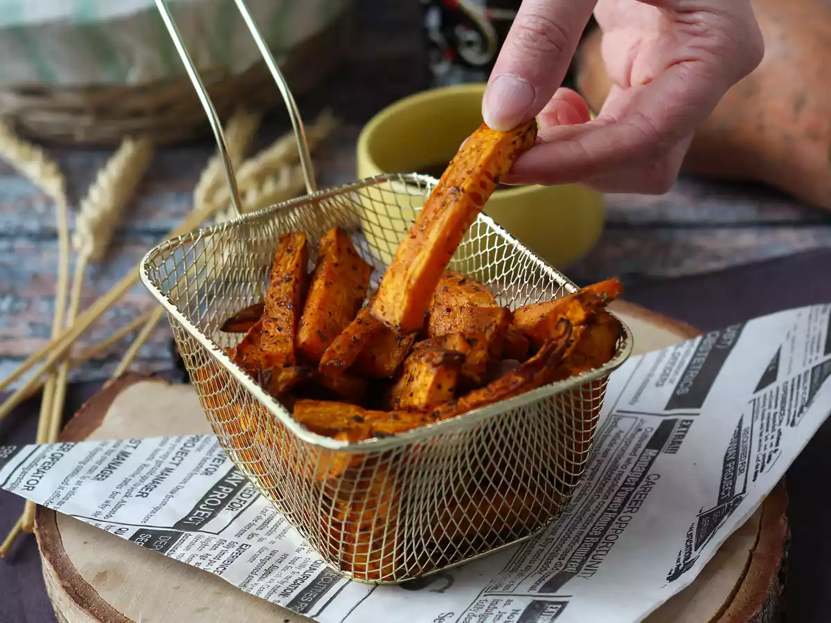 Zoete aardappelfrietjes in de Air Fryer, voor een knapperig, kauwbaar resultaat!