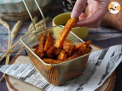 Zoete aardappelfrietjes in de Air Fryer, voor een knapperig, kauwbaar resultaat!